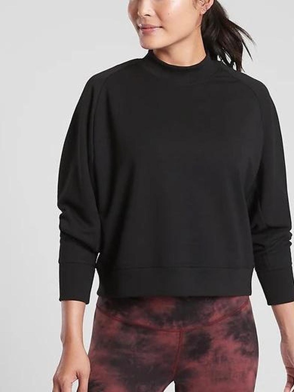 Athleta Bounce Back Crop Sweatshirt | Black Size L